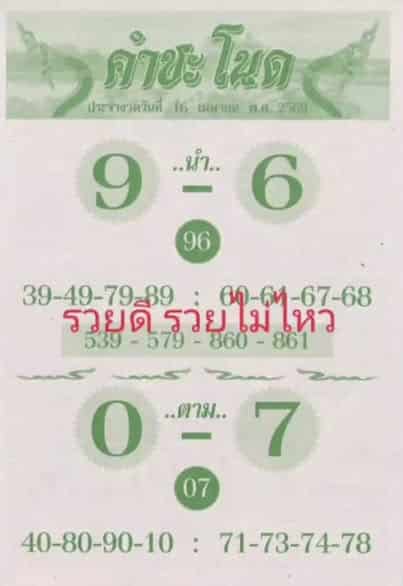 หวยคำชะโนด 16/4/69