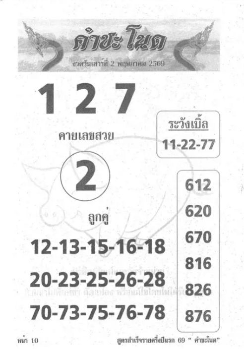 หวยคำชะโนด 2/5/69