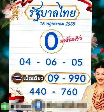 หวยเจ๊ฟองเบียร์ 16/5/69