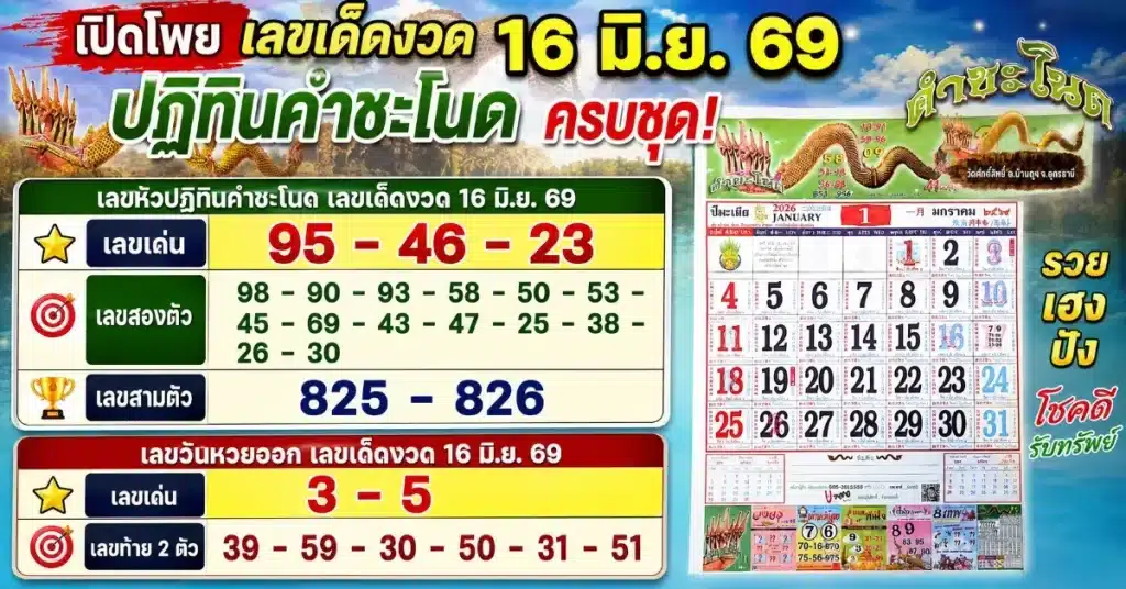 หวยคำชะโนด 16/6/69