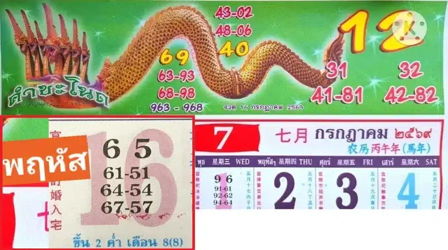 หวยคำชะโนด 16/7/69