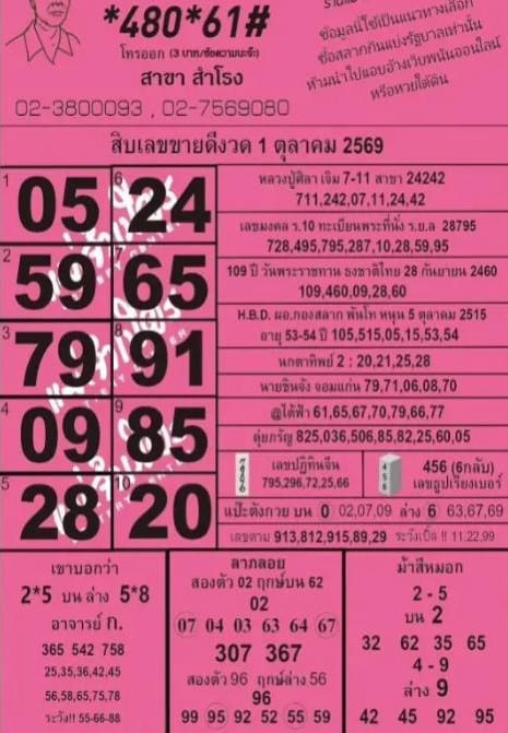 หวยแม่จำเนียร 1/10/69