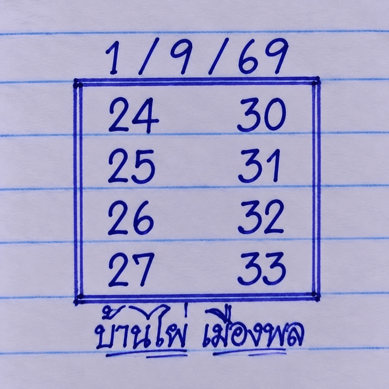หวยบ้านไผ่เมืองพล 16/9/69